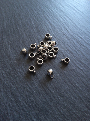 20 or 100 Antique Silver Tone Bail Beads Smooth Plain Metal Alloy 9x4mm Hole: 3.5mm
