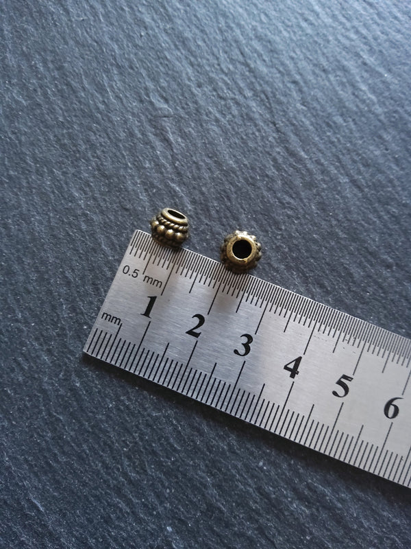 10 or 50 Bali Style 8mm Spacer Beads Antique Bronze Tone 8x6.5mm Hole: 3.5mm - ContentedCatz