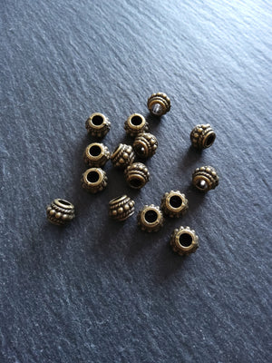 10 or 50 Bali Style 8mm Spacer Beads Antique Bronze Tone 8x6.5mm Hole: 3.5mm - ContentedCatz