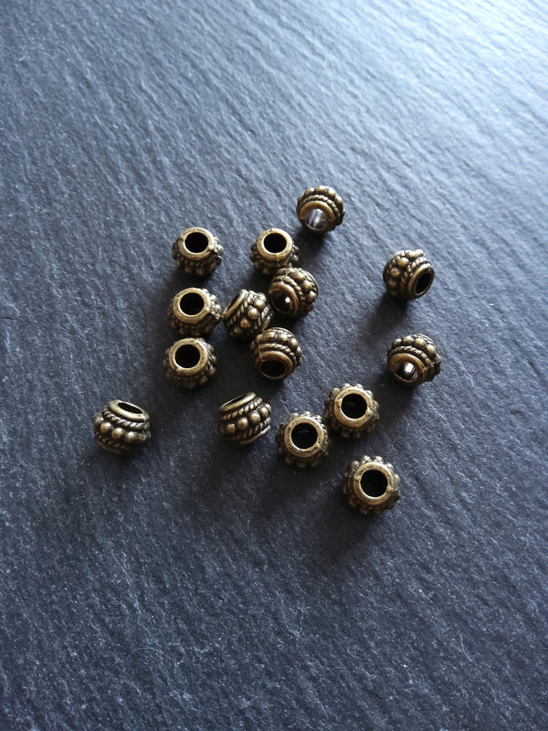 10 or 50 Bali Style 8mm Spacer Beads Antique Bronze Tone 8x6.5mm Hole: 3.5mm - ContentedCatz