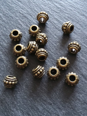 10 or 50 Bali Style 8mm Spacer Beads Antique Bronze Tone 8x6.5mm Hole: 3.5mm - ContentedCatz