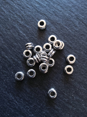 40 or 200 Antique Silver Tone 6mm Round Macaron Spacer Beads 6x3mm