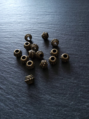 10 or 50 Bali Style 8mm Spacer Beads Antique Bronze Tone 8x6.5mm Hole: 3.5mm - ContentedCatz