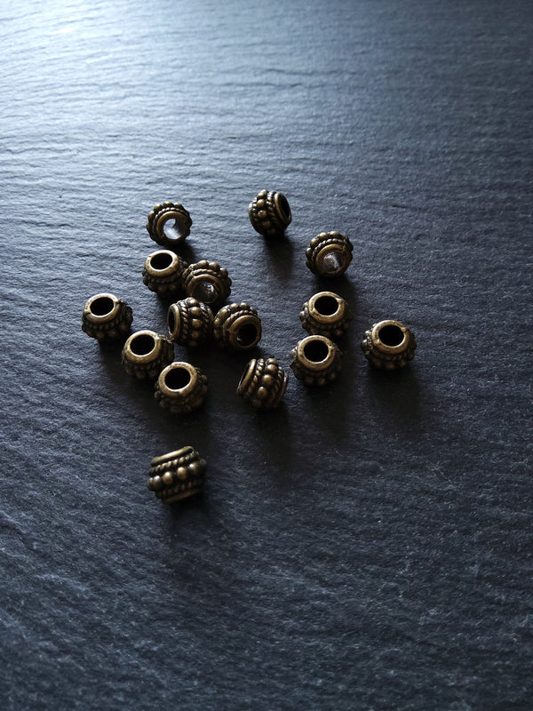 10 or 50 Bali Style 8mm Spacer Beads Antique Bronze Tone 8x6.5mm Hole: 3.5mm - ContentedCatz