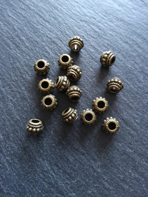 10 or 50 Bali Style 8mm Spacer Beads Antique Bronze Tone 8x6.5mm Hole: 3.5mm - ContentedCatz
