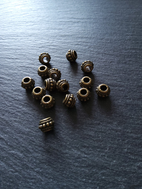 10 or 50 Bali Style 8mm Spacer Beads Antique Bronze Tone 8x6.5mm Hole: 3.5mm - ContentedCatz