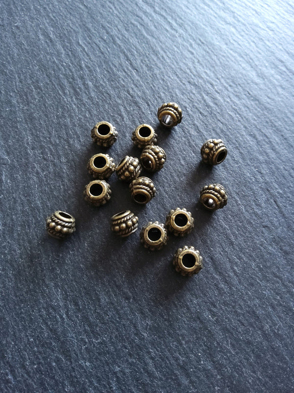 10 or 50 Bali Style 8mm Spacer Beads Antique Bronze Tone 8x6.5mm Hole: 3.5mm - ContentedCatz