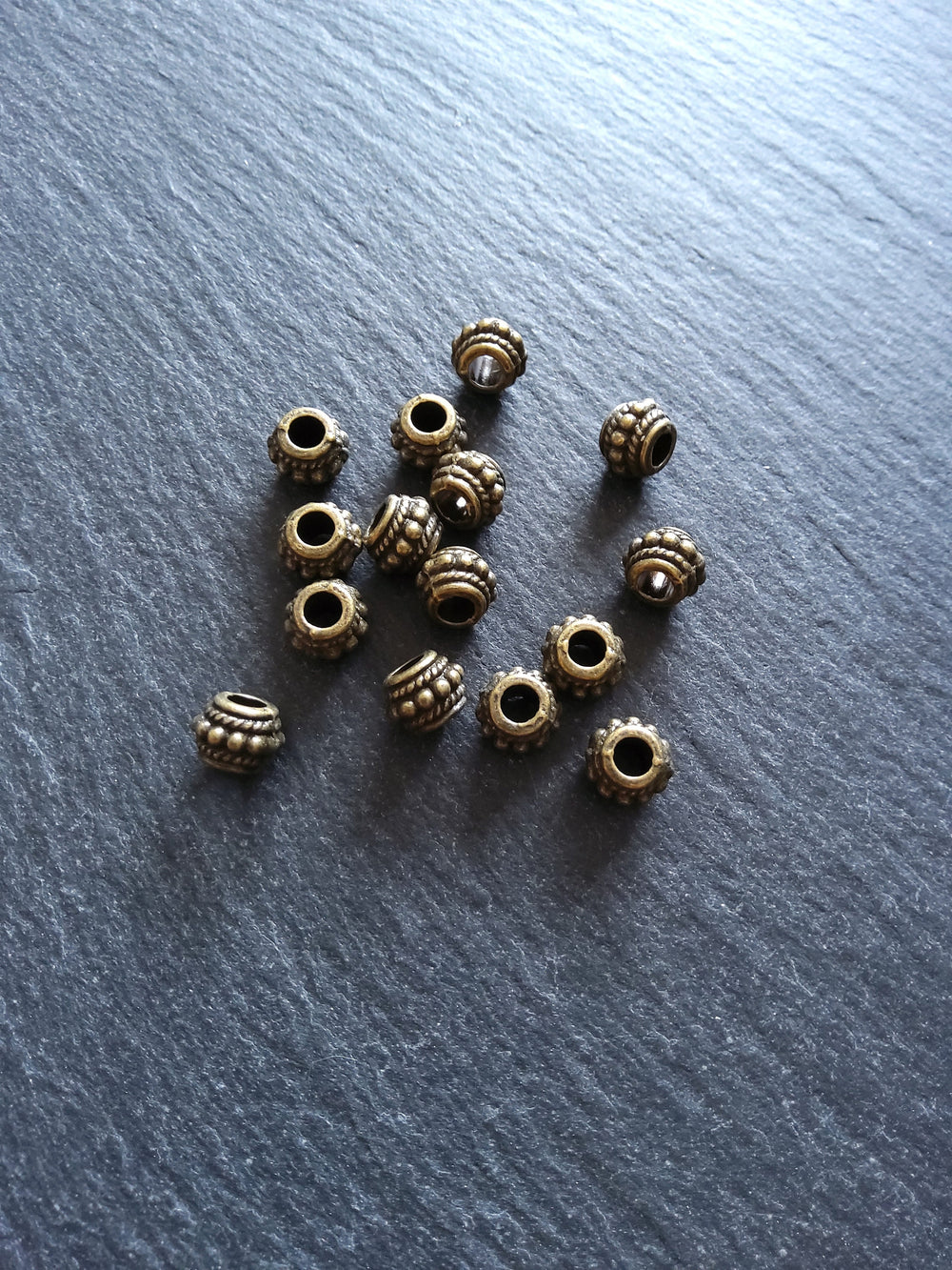 10 or 50 Bali Style 8mm Spacer Beads Antique Bronze Tone 8x6.5mm Hole: 3.5mm - ContentedCatz