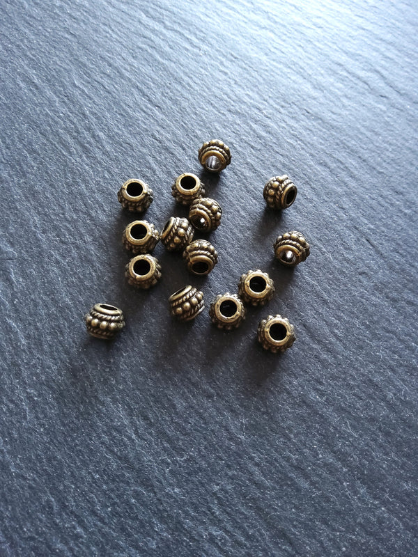 10 or 50 Bali Style 8mm Spacer Beads Antique Bronze Tone 8x6.5mm Hole: 3.5mm - ContentedCatz