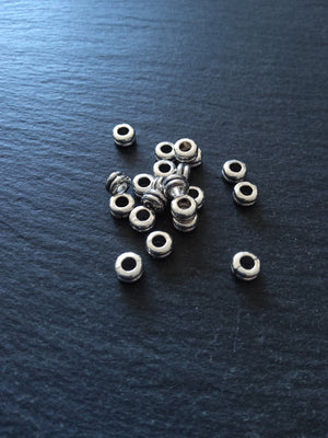40 or 200 Antique Silver Tone 6mm Round Macaron Spacer Beads 6x3mm