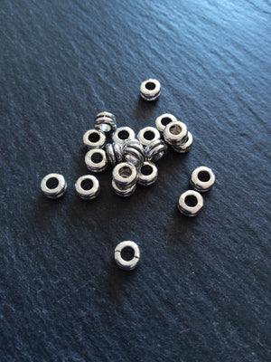 40 or 200 Antique Silver Tone 6mm Round Macaron Spacer Beads 6x3mm