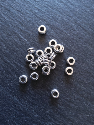 40 or 200 Antique Silver Tone 6mm Round Macaron Spacer Beads 6x3mm