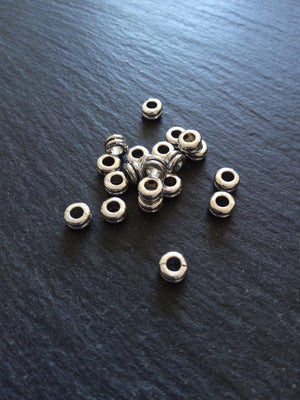 40 or 200 Antique Silver Tone 6mm Round Macaron Spacer Beads 6x3mm