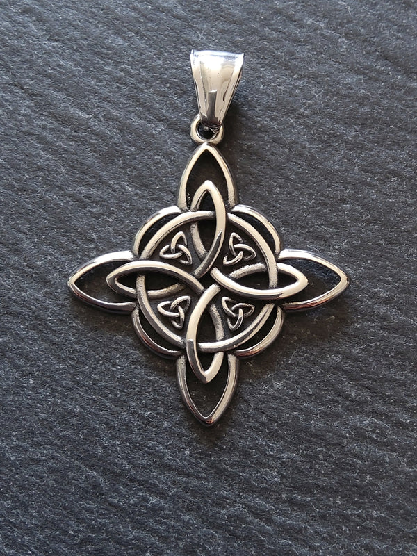 1 or 5 Stainless Steel Witches Knot Pendant 38x34x2.5mm