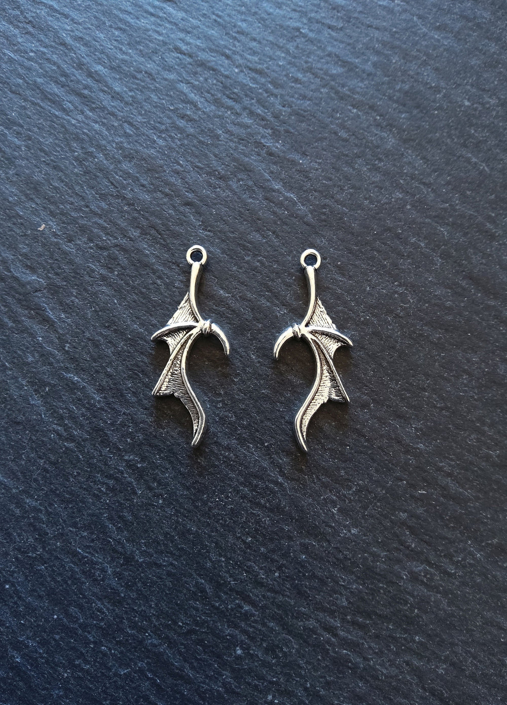 10 or 50 Bat or Dragon Wing Charms Antique Silver Tone 31x13mm