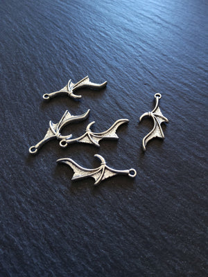 10 or 50 Bat or Dragon Wing Charms Antique Silver Tone 31x13mm