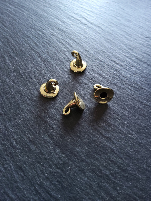 4 or 20 Witches Hat Charms Pale Gold Tone 11x11mm