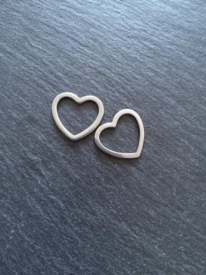 2 or 10 Stainless Steel Heart Connector Charms 20x22mm