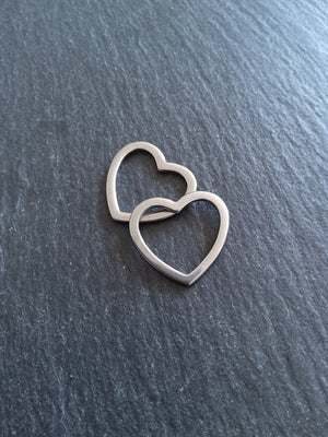 2 or 10 Stainless Steel Heart Connector Charms 20x22mm