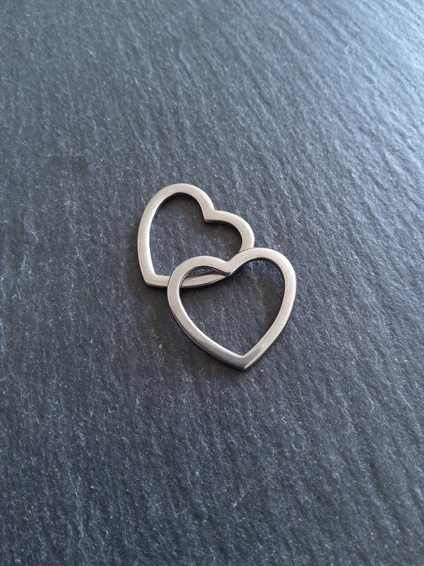 2 or 10 Stainless Steel Heart Connector Charms 20x22mm