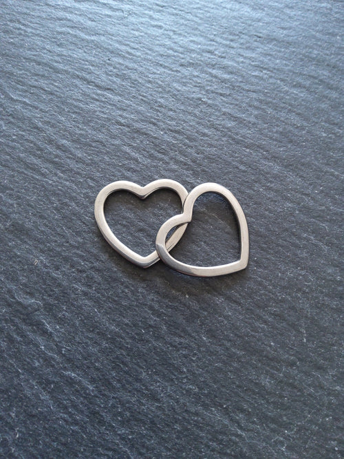 2 or 10 Stainless Steel Heart Connector Charms 20x22mm