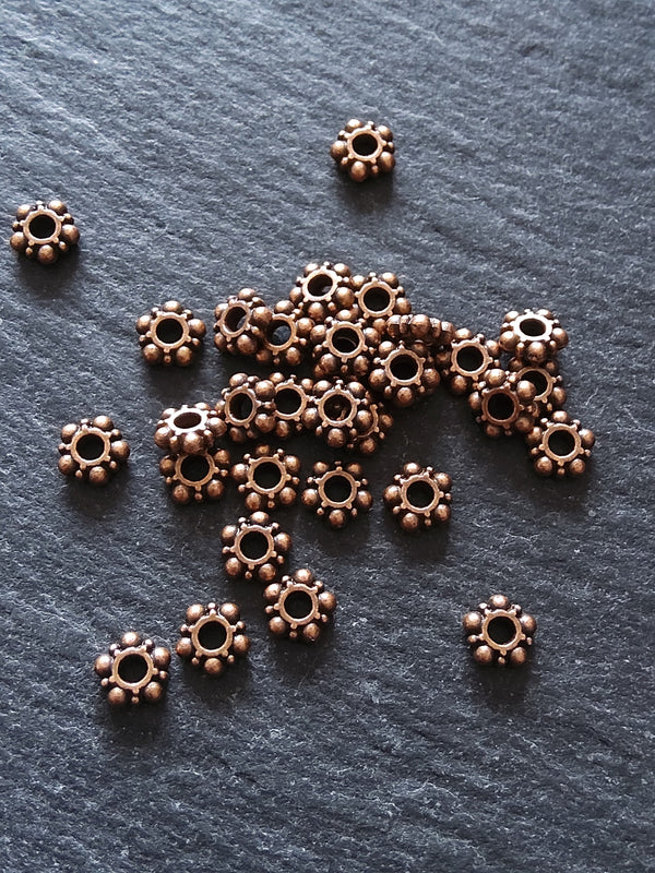 40 or 200 Antique Copper Tone 5.8mm Daisy Spacer Beads 5.8x1.5mm Nickel FREE