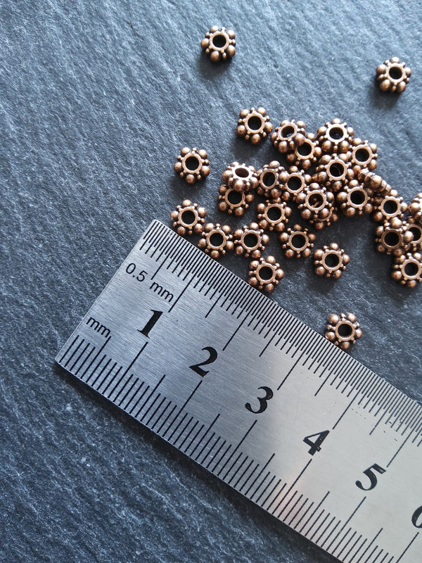 40 or 200 Antique Copper Tone 5.8mm Daisy Spacer Beads 5.8x1.5mm Nickel FREE