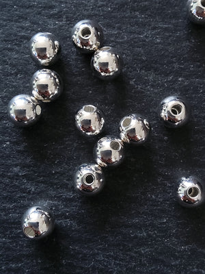 6 or 30 925 Sterling Silver Plated Solid Brass 6mm Smooth Round Ball Spacer Beads 1mm Hole