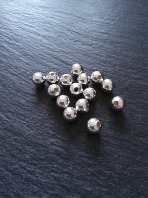 6 or 30 925 Sterling Silver Plated Hollow Brass 8mm Smooth Round Ball Spacer Beads 1.8mm Hole