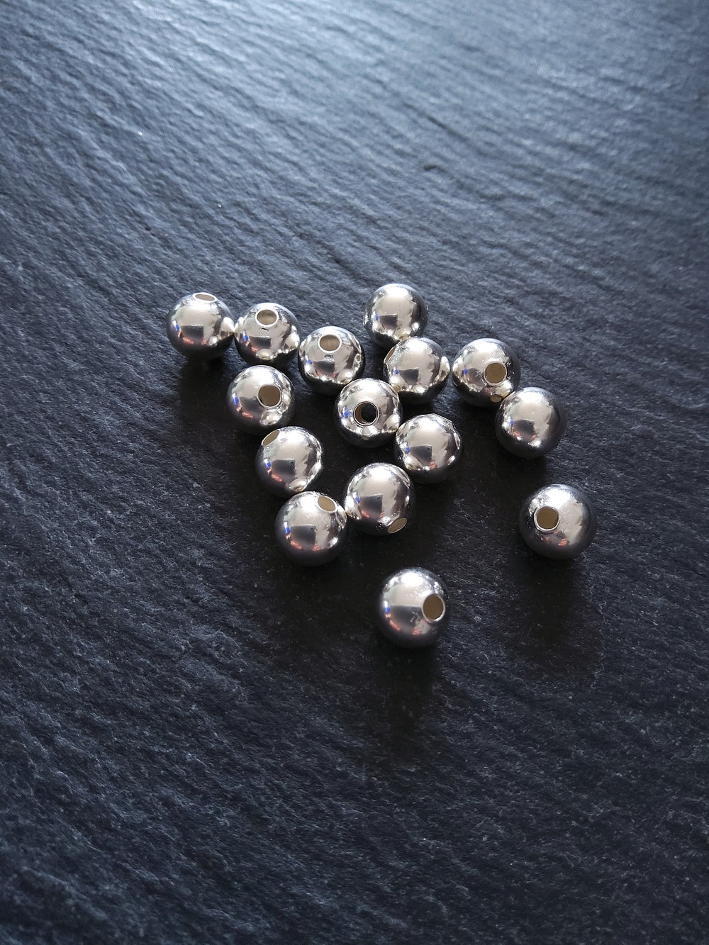 6 or 30 925 Sterling Silver Plated Hollow Brass 8mm Smooth Round Ball Spacer Beads 1.8mm Hole