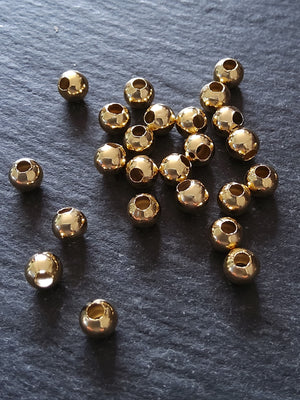 20 or 100 Genuine 18K Gold Plated 5mm Hollow Stainless Steel Smooth Round Ball Spacer Beads 5x4.5mm Hole: 2mm
