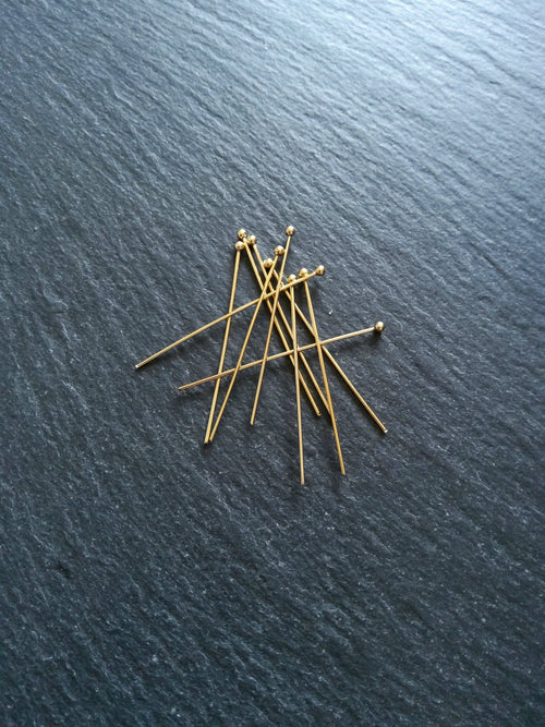 10 or 50 Genuine 24K Gold Plated Stainless Steel Ball Head Pins 40mm Long 0.7mm Wide (21 gauge)