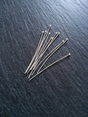 60 or 300 Silver Plated Ball Head Pins 45mm Long 0.7mm Wide (21 gauge)