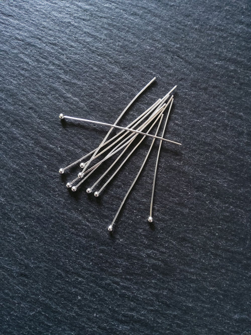 60 or 300 Silver Plated Ball Head Pins 45mm Long 0.7mm Wide (21 gauge)