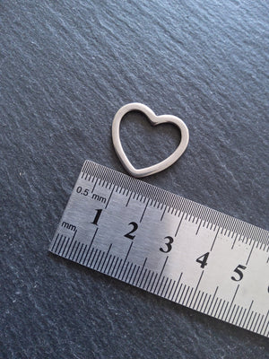 2 or 10 Stainless Steel Heart Connector Charms 20x22mm