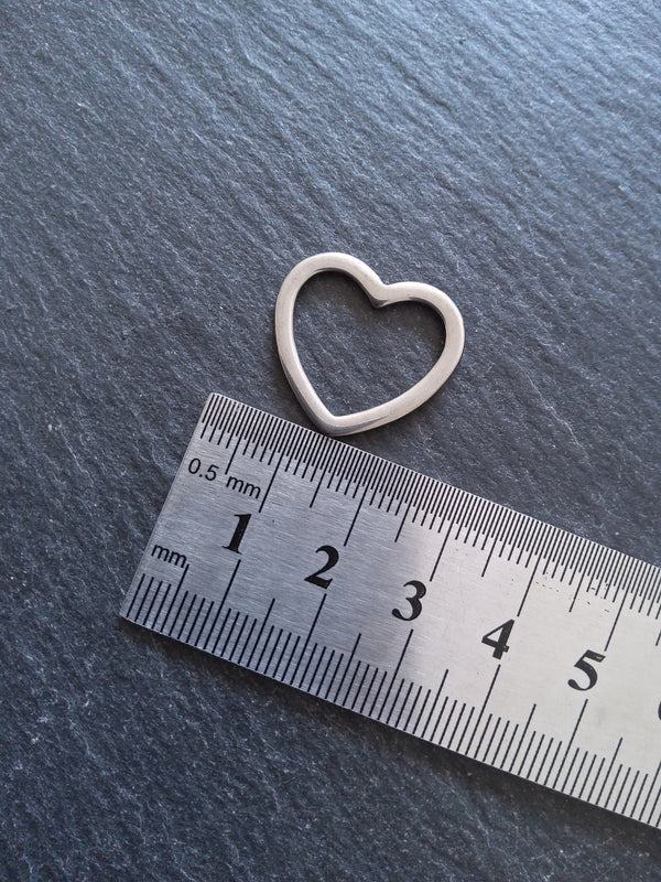 2 or 10 Stainless Steel Heart Connector Charms 20x22mm