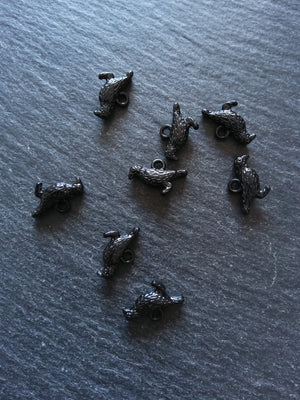 4 or 20 Black Enamel Raven Crow Bird Charms 16x12mm - ContentedCatz