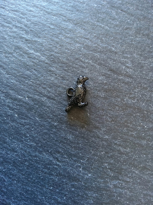 4 or 20 Black Enamel Raven Crow Bird Charms 16x12mm - ContentedCatz
