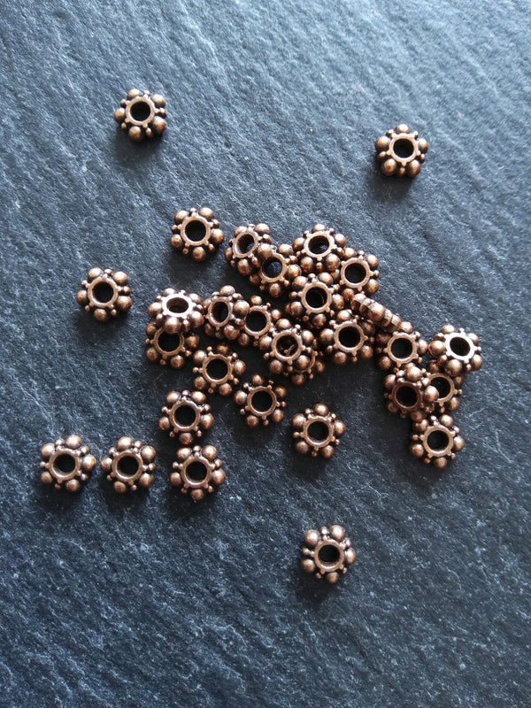 40 or 200 Antique Copper Tone 5.8mm Daisy Spacer Beads 5.8x1.5mm Nickel FREE