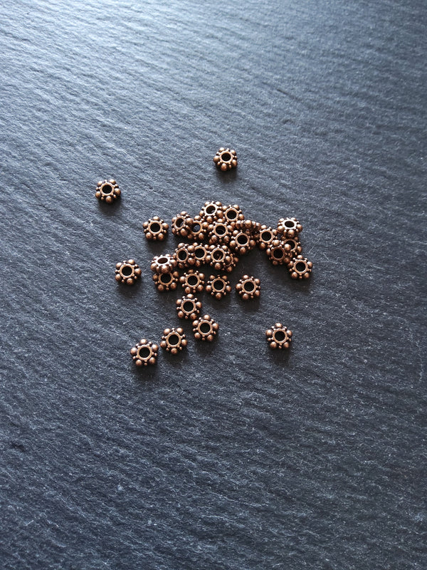 40 or 200 Antique Copper Tone 5.8mm Daisy Spacer Beads 5.8x1.5mm Nickel FREE