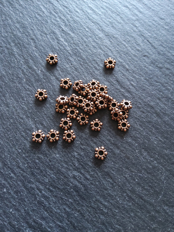 40 or 200 Antique Copper Tone 5.8mm Daisy Spacer Beads 5.8x1.5mm Nickel FREE