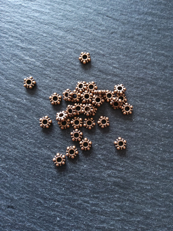 40 or 200 Antique Copper Tone 5.8mm Daisy Spacer Beads 5.8x1.5mm Nickel FREE