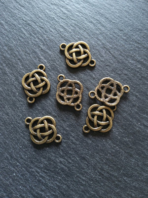 6 or 30 Antique Bronze Tone Celtic Knot Connector Charms 25x18mm Nickel FREE Alloy