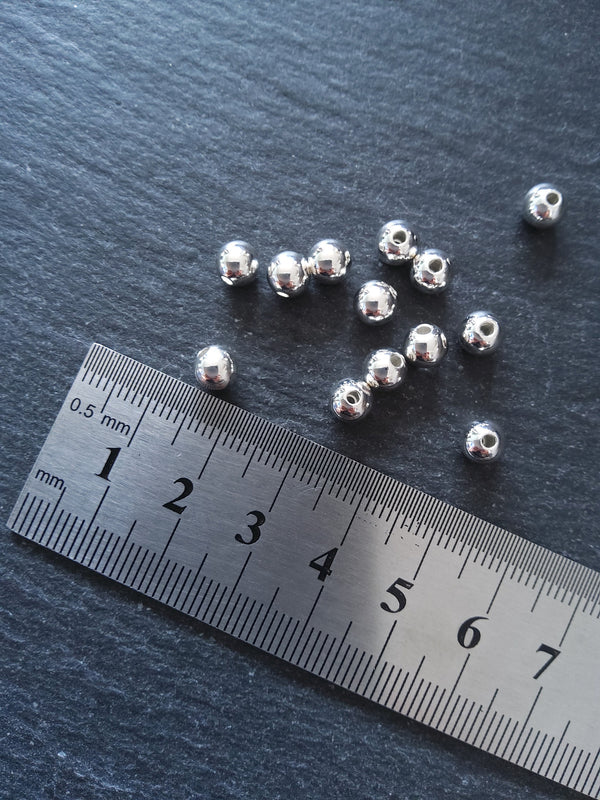 6 or 30 925 Sterling Silver Plated Solid Brass 6mm Smooth Round Ball Spacer Beads 1mm Hole