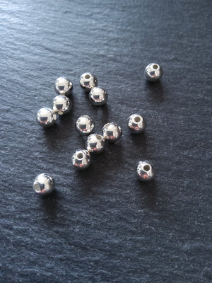 6 or 30 925 Sterling Silver Plated Solid Brass 6mm Smooth Round Ball Spacer Beads 1mm Hole