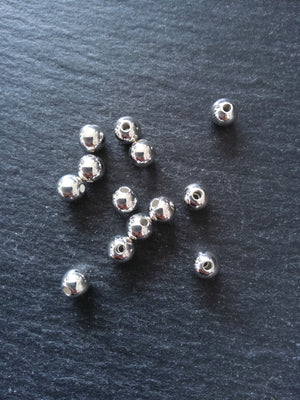 6 or 30 925 Sterling Silver Plated Solid Brass 6mm Smooth Round Ball Spacer Beads 1mm Hole