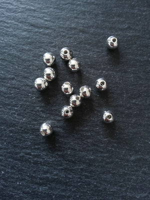 6 or 30 925 Sterling Silver Plated Solid Brass 6mm Smooth Round Ball Spacer Beads 1mm Hole