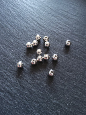 6 or 30 925 Sterling Silver Plated Solid Brass 6mm Smooth Round Ball Spacer Beads 1mm Hole