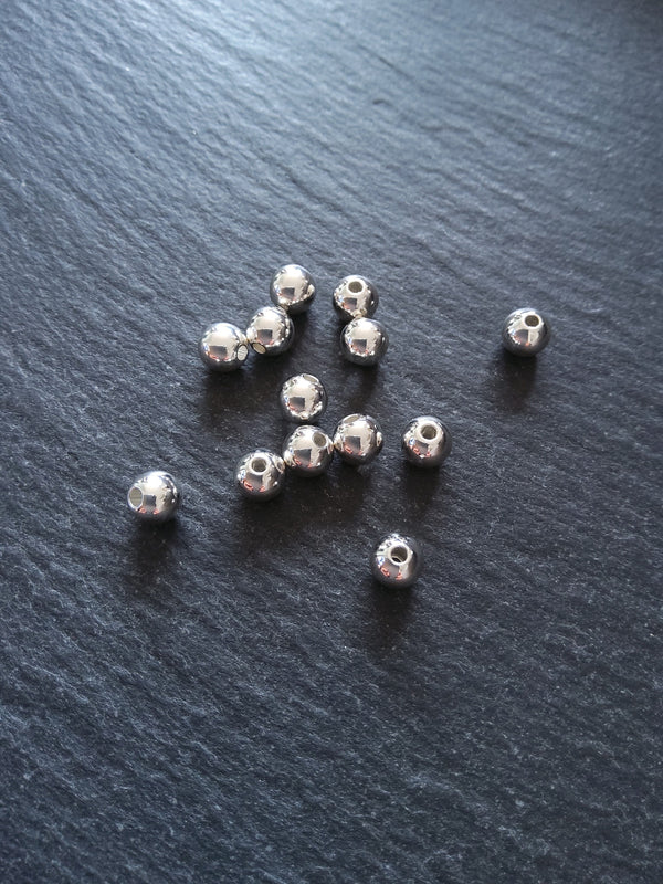 6 or 30 925 Sterling Silver Plated Solid Brass 6mm Smooth Round Ball Spacer Beads 1mm Hole