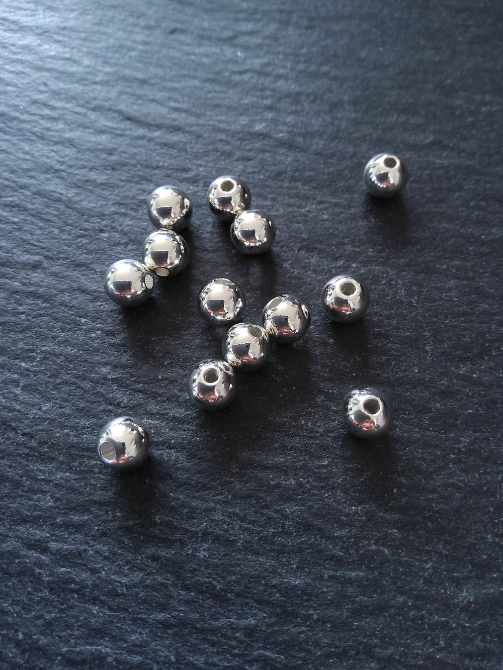 6 or 30 925 Sterling Silver Plated Solid Brass 6mm Smooth Round Ball Spacer Beads 1mm Hole